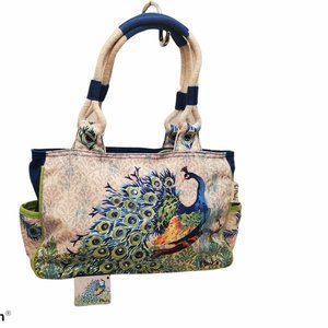 PAUL BRENT PEACOCK PRINTED COTTON CANVAS HANDBAG
